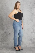 Kadın Mavi  Cep Kot Pantolon