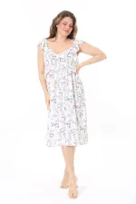 Kadın Büyük Beden Kemik Kol Ve Beli Volan Detaylı Elbise 65N37982