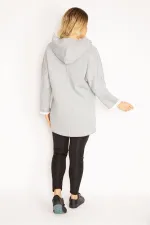 Kadın Antrasit Ön Fermuarlı Cep Ve Kapşonlu Mont 65N35108