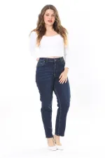 Kadın Büyük Beden Yüksek Bel Dar Paçalı Likralı Kot Pantolon 65N38091