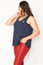 KADIN LACİVERT ARKA ROBASI TÜL SPOR BLUZ