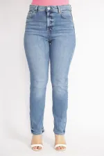 Kadın Mavi Büyük Beden 5 Cepli Kot Pantolon