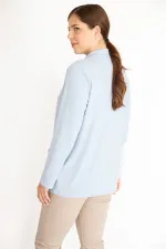 Kadın Büyük Beden Tek Düğmeli Astarsız Cepli Hırka 65N38078