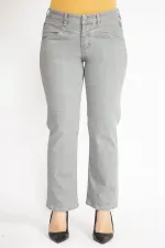 Kadın Gri Büyük Beden 5 Cepli Kot Pantolon