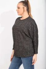 Kadın Antrasit Rahat Kesim Düşük Kollu Simli Tunik 65N35495