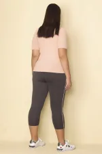 Kadın Füme Yan Şeritli Likralı Jarse Tayt Pantolon 65N28657