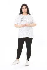 Kadın Büyük Beden Kemik Bisiklet Yakalı Kısa Kollu Bluz 65N38007