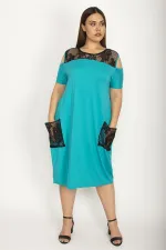 Kadın Fujya Büyük Beden Roba Ve Cep File Detaylı Viskon Elbise 65N35698