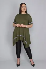 Kadın Haki Şerit Detaylı Asimertik Tunik 65N23133