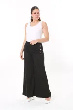 Kadın Büyük Beden Beyaz Süs Metal Düğmeli Cepsiz Pantolon 65N37817