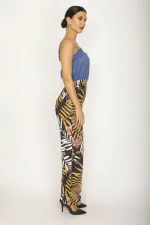 KADIN RENKLİ İP ASKILI GİPE LASTİK DETAYLI ÇİÇEK DESENLİ TULUM