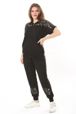 Kadın Büyük Beden Saks Göğüs Ve Paça Detaylı İkili Takım 65N37887