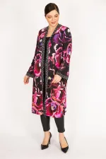 Manteau long non doublé à pois colorés pour femme grande taille