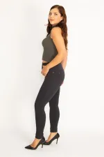 Kadın Antrasit Ön Süs Cep Ve Arka Cepli Tayt 65N34862