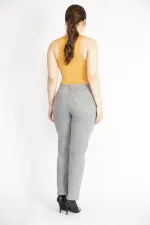 Kadın Gri Büyük Beden 5 Cepli Kot Pantolon