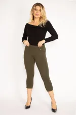 Kadın Haki Ön Süs Cep Ve Arka Cepli Tayt Kapri 65N34887