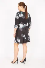 Kadın Siyah V Yakalı Bel Ve Kol Ağzı Lastikli Elbise 26A35828