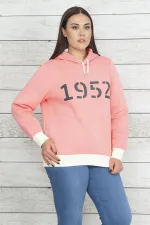 Women's Pink Hooded Sweatshirt with Raised Inside 65N20470