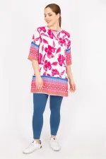 Kadın Fujya Büyük Beden Dokuma Viskon Kumaş Su Desenli Tunik