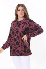 Kadın Büyük Beden Renkli Desenli Sweatshirt 65N37809