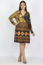 Kadın Renkli Yakasi Sim Şeritli Renkli Elbise 65N13992