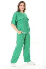 Kadın Büyük Beden Nar Ön Fermuarlı Ribanalı Tunik Ve Pantolon İkili Takım 65N37877