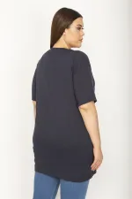 Kadın Lacivert Ön Baskılı Bluz 65N26470