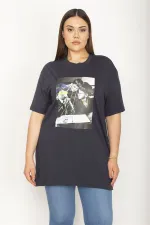 Kadın Lacivert Ön Baskılı Bluz 65N26470