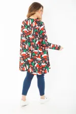 Kadın Büyük Beden Renkli Desenli Tunik Elbise 65N37413