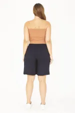 Kadın Büyük Beden Antrasit Dokuma Viskon Kumaş Beli Lastikli Şort 65N36801