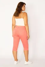 Kadın Gül Kurusu Likralı 5 Cep Kot Kapri 65N34116