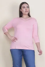 KADIN SOMON YAKA VE KOLLARI TÜL DETAYLI VİSKON BLUZ