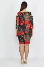 WOMEN'S BLACK OFF-SHOULDER FLORAL PATTERNED DRESS