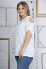 Women's Bone Thin Viscose Fabric Shoulder-Low-Cut Blouse 65N22864