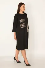 KADIN ORANJ TAŞ VE LAK DETAYLI ELBİSE