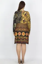 WOMEN'S COLORFUL DRESS WITH COLORFUL COLLAR AND GLITTER STRIPES