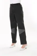 Kadın Büyük Beden Siyah Kup Detaylı Yan Kemeri Lastikli Likralı Kot Pantolon 65N37728