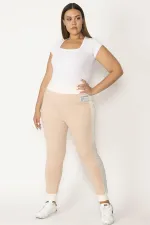Kadın Pudra Paça Ribanalı Yan Şerit Ve Geniş Kemerli Spor Pantolon 65N27786