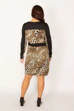 Kadın Leo Leopar Desenli Önü Yarım Fermuarlı Elbise 65N34156