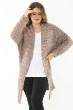 Kadın Büyük Beden Renkli Triko Kalın Hırka 65N37135