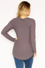 Kadın Lila Likralı Kaşkorse Bluz 65N35177