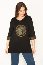 Kadın Siyah Taş Detaylı Tunik 65N32428