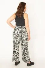 Kadın Kemik Yarım Astarlı Beli Lastikli Pantolon 65N32715