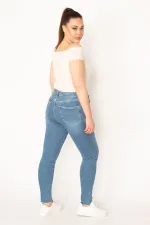 KADIN MAVİ 5 CEP LİKRALI PAÇASI PİS DİKİŞ SKİNNY JEAN PANTOLON