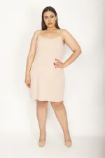 Kadın Bej Askı Boyu Ayarlı Jüpon Elbise 65N29145