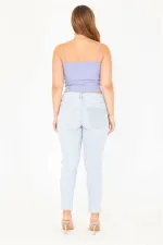 Kadın Büyük Beden Mavi 5 Cepli Kot Pantolon 65N36977