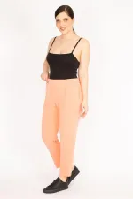 Kadın Yavruağzı Büyük Beden Ütü  İzi Çima Dikişli Beli Lastikli Yan Cepli Pantolon