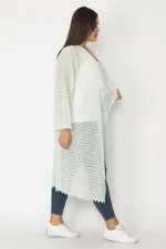 Kadın Krem Dantel Uzun Hırka 65N28347