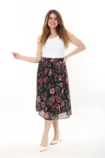 Kadın Büyük Beden Renkli Beli Lastikli Astarlı Pilise Tül Etek 65N37655