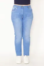 Kadın Mavi Yıkama Efektli Kot Pantolon 65N31281